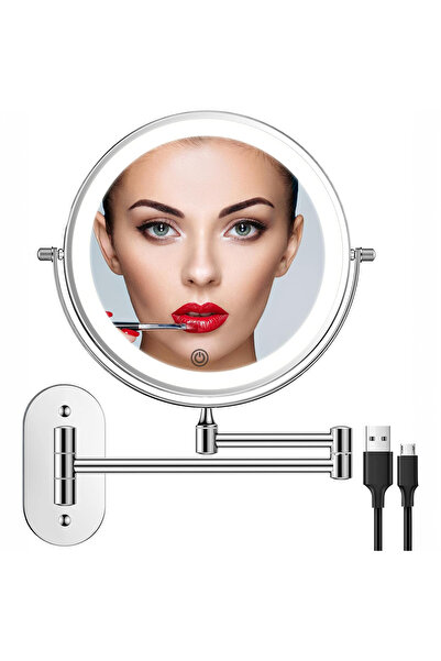 Elindor Oglindă dublă pentru machiaj cu iluminare LED, mărire 10X, montare pe...