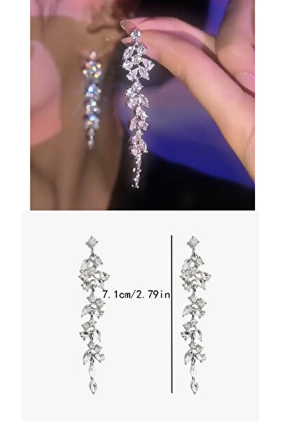 TUĞBALİ Gümüş Işıltılı Özel Seri Uzun Püskül Küpe