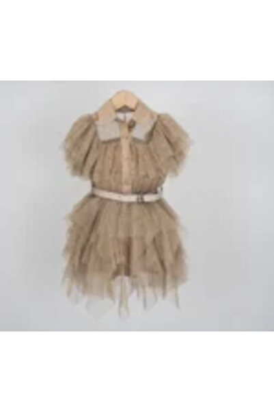 Mamboo Beige tulle dress for girls 2-5 years old