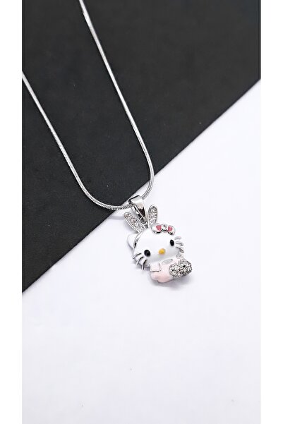Serenity Enameled Hello Kitty Steel Necklace with Ears