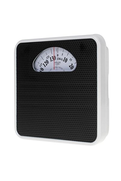 adler AD 8179 B Bathroom Scale, Mechanical, Anti-Slip Base, 28 x 5.1 x 29 cm (Black/White)
