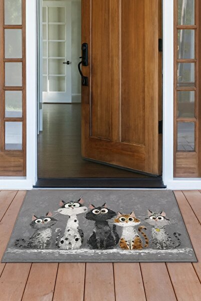 Valerine Life Meowlings Association Welcome Welcome Gray Digital Printed Doormat 45X70Cm