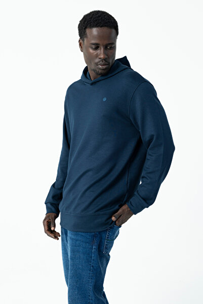 JB John Borners Чоловічий худі з капюшоном Oversize Basic Sweatshirt Синій - 25K 1063