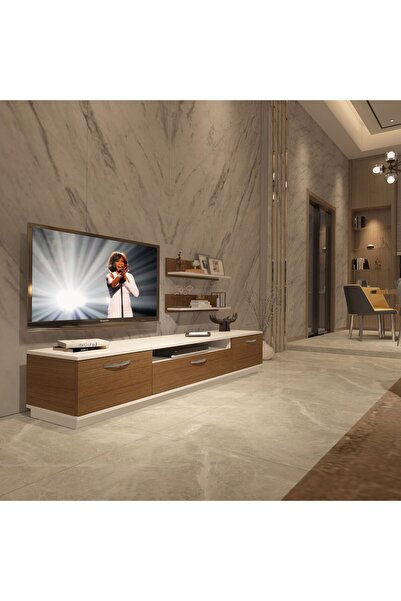 Decoraktiv Trio 4s Mdf Tv Ünitesi Tv Sehpası - Beyaz - Ceviz