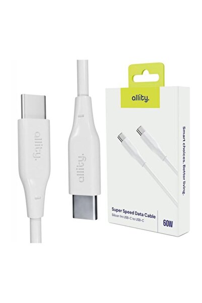 allity Cablu de date și încărcare AUC-02 USB-C la USB-C, 60W, 1m, alb