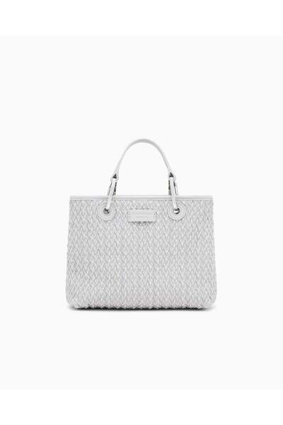 Emporio Armani Kadın Kabartma Desenli Manyetik Kapamalı Çıkarılabilir Omuz Askılı Gri Omuz Çantası EW000361 AF18941