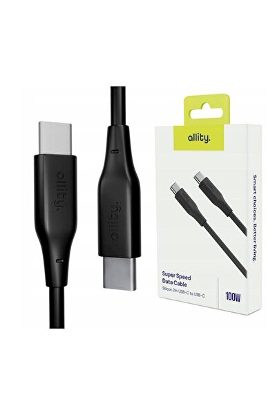 allity Cable for Data and Charging AUC-02, USB-C to USB-C, 100W, 2m, Black
