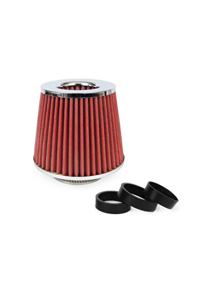 AMIO Universal sports air filter, with 3 adapters, chrome red