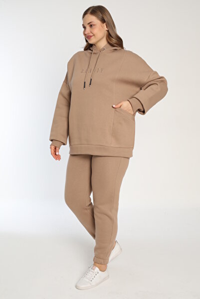 Cotpark Women's Plus Size Cotton Fabric 2-Piece Tracksuit Set 22037