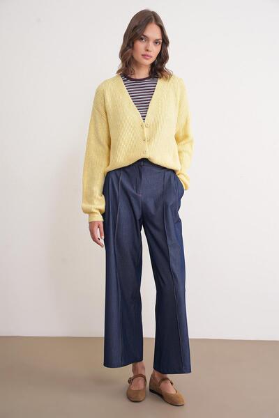 Mixray 6943 Women's V-Neck Thessaloniki Cardigan Yellow