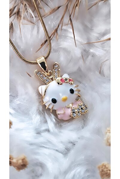 Serenity قلادة هيلو كيتي من الفولاذ المطلي بالمينا مع الأذنين