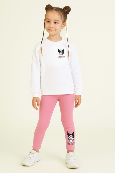 ww waka waka kids store Girl's Kuromi Printed Sweatshirt Colorful Leggings Combination