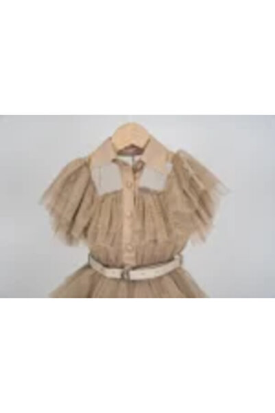 Mamboo Beige tulle dress for girls 2-5 years old