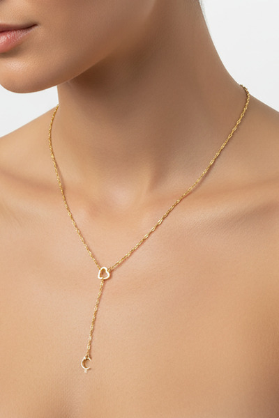 Atolyezone Ç Harfi 316l Paslanmaz Çelik Kolye Kalpli Dekolte Yeni Sezon Kişiy...