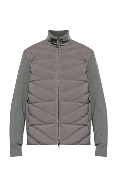 Emporio Armani Men's down Filled Quilted Patterned Knitted Sleeve Detailed Gray Jacket Em003426 Af17823-U8143