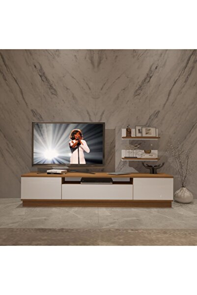 Decoraktiv Trio 4s Mdf Tv Ünitesi Tv Sehpası - Ceviz - Beyaz