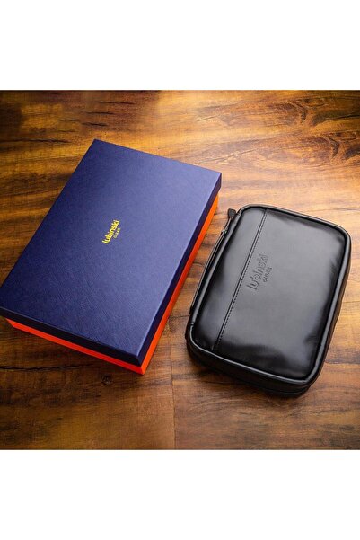 Lubinski Yeni Seri Deri Puro Taşıma Çantası Siyah Çakmak+Kesici Set