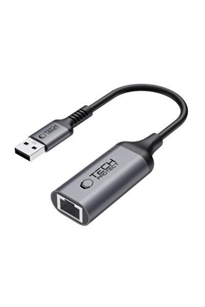 Tech-Protect Placa Retea Ultraboost, RJ45, USB 3.0, Negru/Gri
