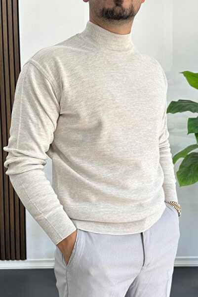 Edwox Ανδρικό πουλόβερ Half Fisherman Regular Fit Cream Edw409