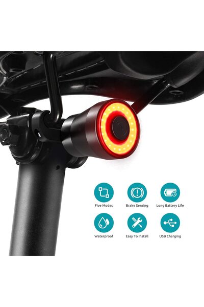 LittleDomi Stop Bicicleta Intelligent, IP65 Rezistent la Apa si Praf, 4 Moduri de Lumina, Senzor Franare, Auto