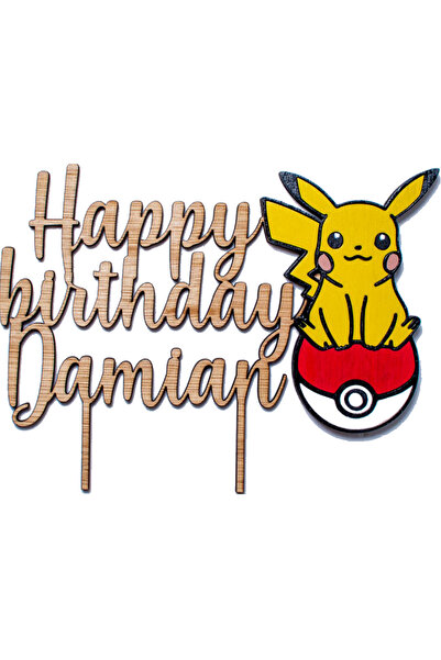 OEM Topper din Lemn HH1625 Personalizat Aniversare Pikachu - 30 x 23 cm