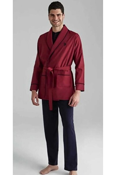 U.S. Polo Assn. Kutulu 5 Parça Damat Çeyiz Seti (Uzun Kollu Pijama Tk + Kısa Kollu Pijama Tk + Ropdöşambır Sabahlık)
