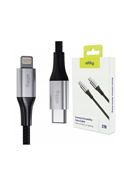 allity Cable for data and charging AUC-01, USB-C to Lightning, 27W, 2m, Black