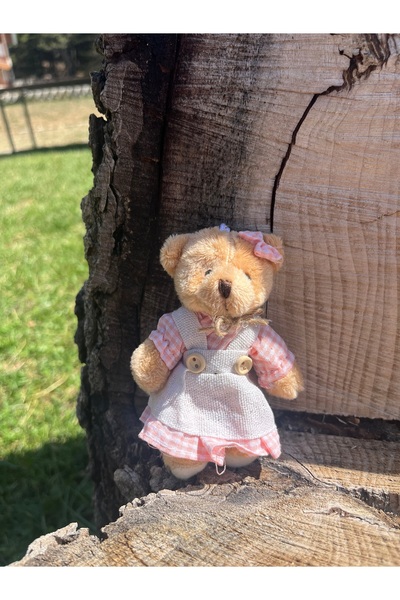 sumicorn Breloc cu ursuleț drăguț în rochie roz de pluș, accesoriu pentru gea...