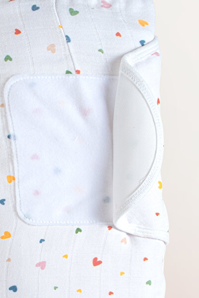 Kanz Yenidoğan %100 Pamuk Müslin Hazır Kundak Cırtlı - Little Hearts