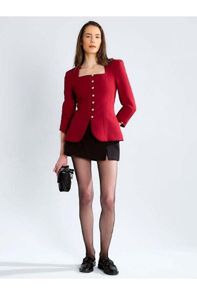 Robin 88637 Stone Button Jacket Burgundy