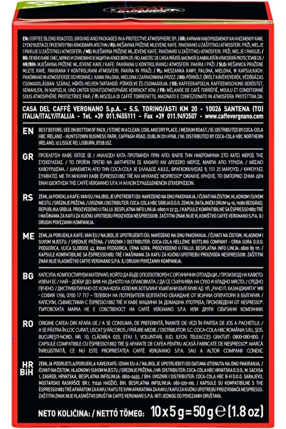 Caffe Vergnano Espresso 1882 Cremoso Nespresso Compatible Capsules, 10 Count