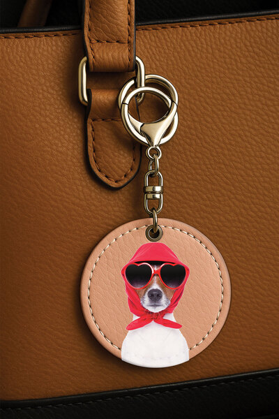 Cekuonline إكسسوار حقيبة مزخرف بطباعة UV مزخرفة باللون الوردي - جاك راسل