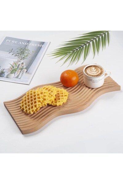 Qerhome Decorative Bamboo Cutting Board, Bamboo Serving Tray for Kitchen / Shelf / Home Decor