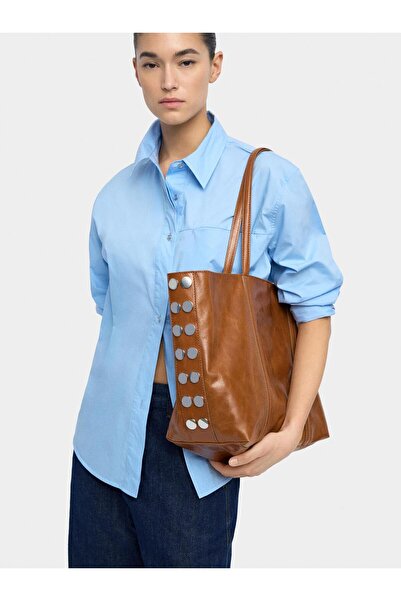 PARFOIS Zımba Detaylı Süet Deri Shopper Çanta