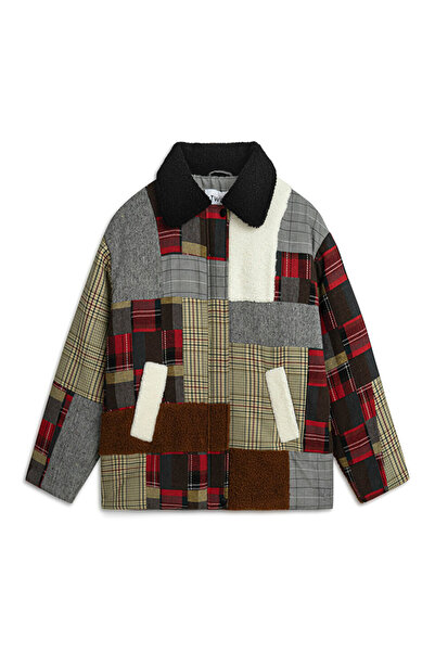 Twist Plaid Pattern Mix Coat