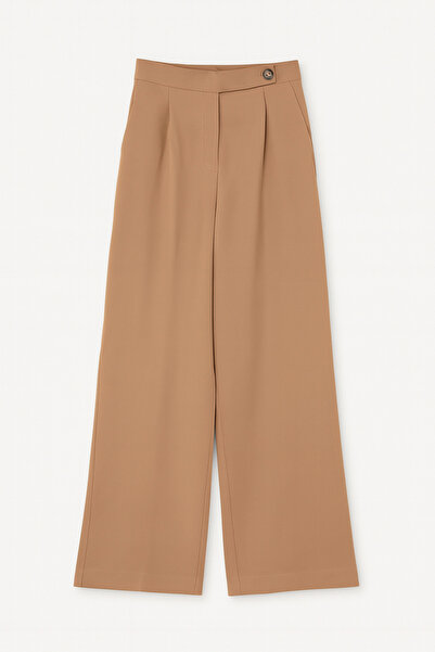 Mixray 4103 Kadın Palazzo Dilli Geniş Paça Bol Dökümlü Pantolon Camel