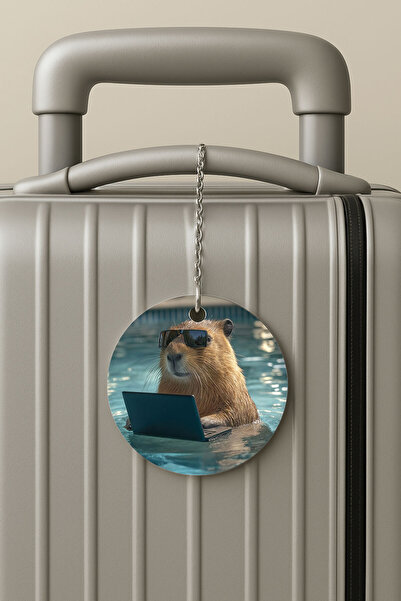 Cekuonline ملصق حقيبة السفر بسلسلة من البليكسي، تصميم ملصق الأمتعة للسفر والعطلات، كابيبارا