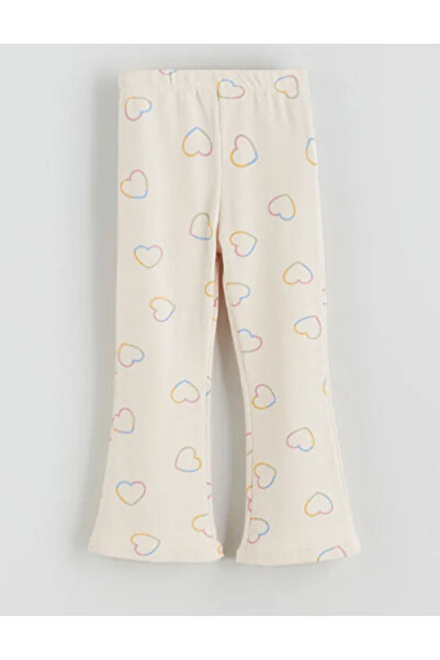 LC Waikiki Lcw Kidsekru Elastic Waist Heart Printed Girls' Leggings