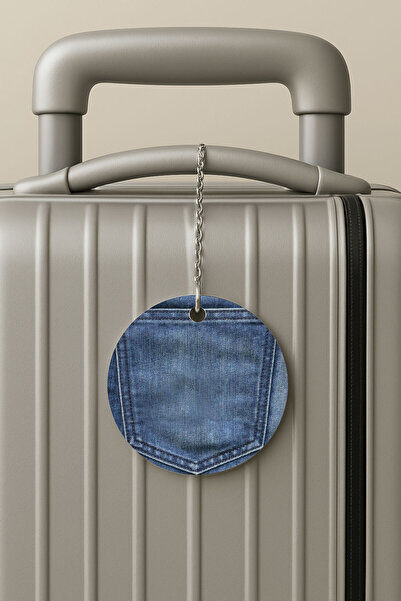 Cekuonline بطاقة تعريف الأمتعة من البليكسي مع سلسلة، تصميم لحقيبة السفر، مناسبة للسفر والعطلات، لون جينز أزرق