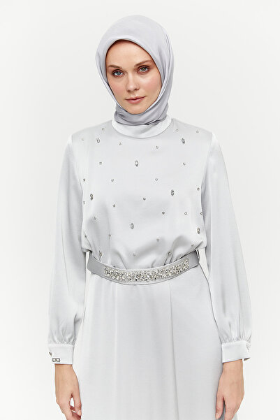 Setrms Taş Detaylı Kemerli Davet Elbise