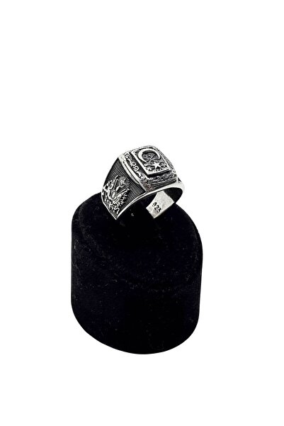 oya silver Çift Başlı Kartal Türk Bayraklı Gümüş Erkek Yüzük