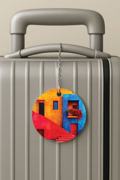 Cekuonline بطاقة تعريف الأمتعة من البليكسي مع سلسلة، تصميم لحقائب السفر والإجازات، لون منزلي