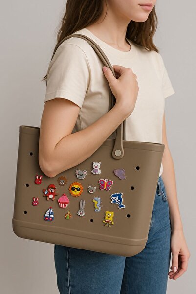 LETAO Mink Charm Detailed Decorated Women's Eva Beach and Daily Bag