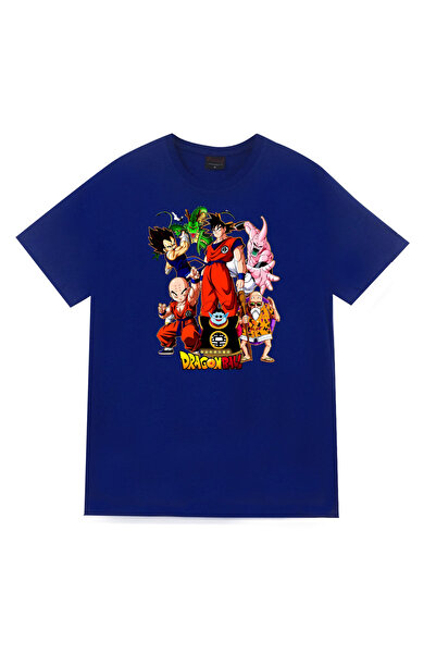 fame-stoned Tricou albastru unisex 100% bumbac cu imprimeu Dragon Ball Z