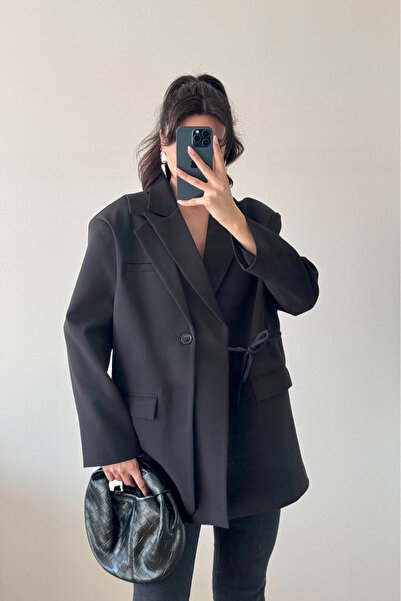 Eka Jachetă Blazer neagră cu guler dublu pentru femei 0999-25088