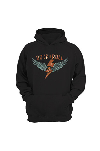 WİDİ Hanorac Rock And Roll cu imprimeu cu aripi, cu 3 fire, cu buzunar cangur...