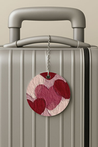 Cekuonline بطاقة أمتعة من البليكسي بتصميم قلوب وردية للسفر والعطلات