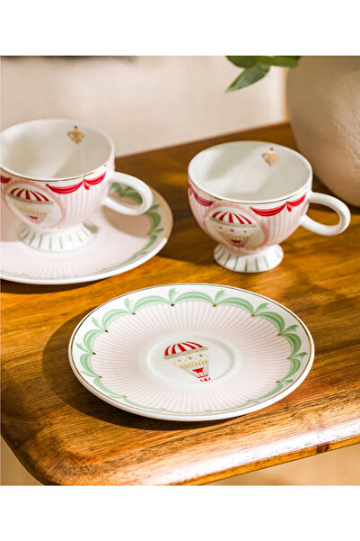 LC Waikiki Lcw Home Mixed Printed Porcelain Coffee Cup Set for 2 People