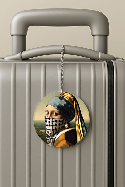 Cekuonline بطاقة تعريف الأمتعة من البليكسي مع سلسلة، تصميم لحقيبة السفر للعطلات، أقراط لؤلؤية