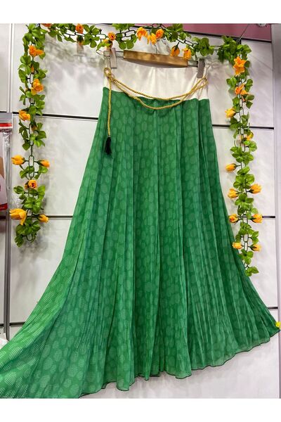 edu collection Patterned Chiffon Lined Bell Skirt